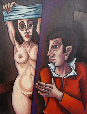 Jüngling mit Akt  1986  82 x 106