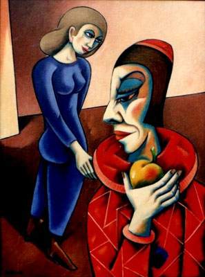 Clown mit Pierrette  1994    82 x 110  V.V.36