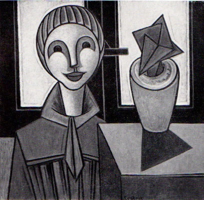 Mädchen mit Topfpflanze  1957    76 x 74  V.V. 173
