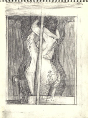 Blatt Nr. 5  12.1974  ( R )  Paar am Fenster  1976  7 - 21  ( Farbradierung )   V.V.82 - 4  ( Siehe Blatt 18 )