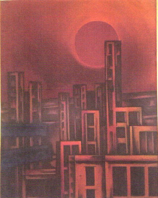 Stadt mit dunkler Sonne ( Tote Stadt )  1969    100 x 125