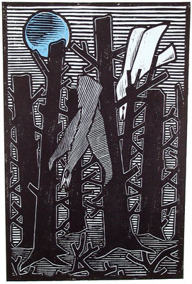 Toter Wald mit Vögel  1983  39 x 60