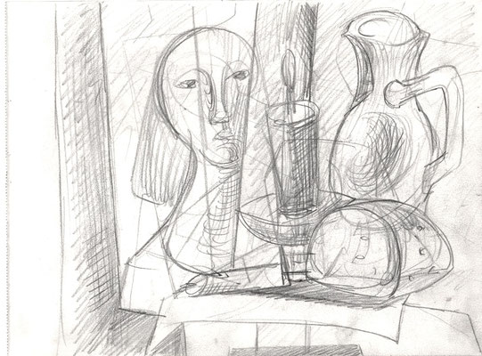 Blatt Nr.7  1954  ( R ) Stillleben mit Mädchenkopf   1955  9 - 9  ( Öl ) Stillleben mit Mädchenkopf  2009  24 - 16 