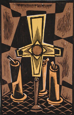 Stillleben mit Kreuz  1986  39 x 60        Platte vorhanden