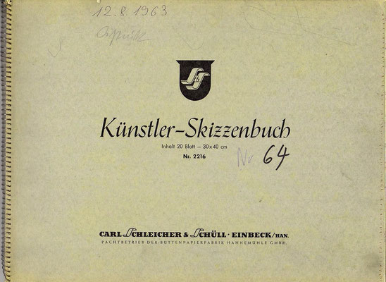 Skizzenblock  64  Datum  12.8.1963  22 Blätter