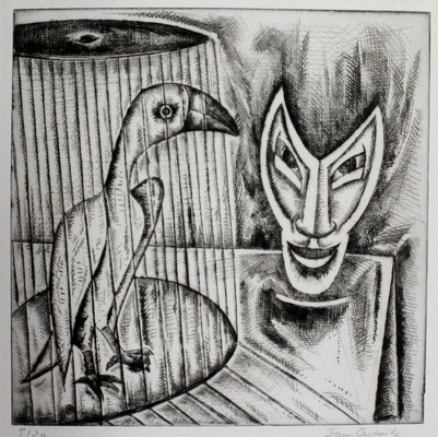 Vogel und Maske  1961  30 x 29,5      ( 2 )