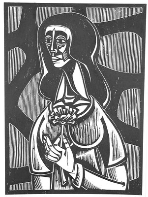 Frau mit Blume  1984  40 x 54                      Platte vorhanden
