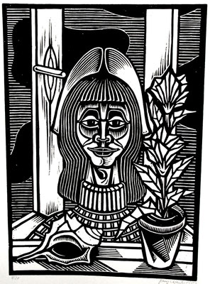 Frau am Fenster  1984  40 x 55        Platte vorhanden