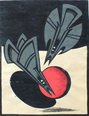 Zwei Vögel im Flug  1978  60 x 78  Doe  Sammlung