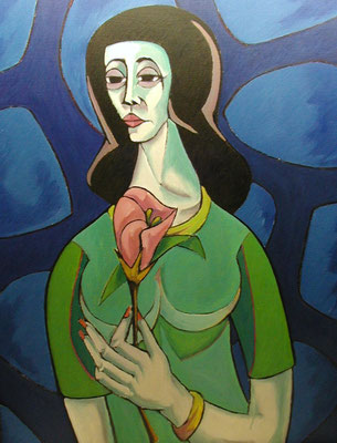 Frau mit Blume  2003  65 x 86