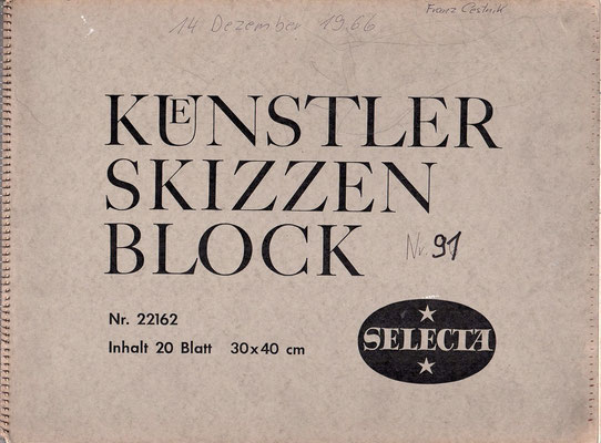 Skizzenblock  91  Datum  14.12.1966   22 Blätter