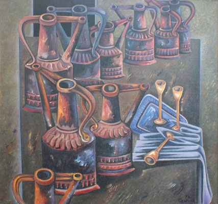 Stillleben mit Kupferkannen  1974  105 x 100