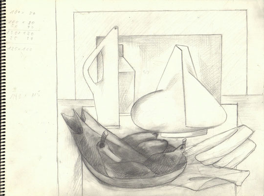 Blatt Nr. 8  1980 ( Öl )  Stillleben mit Flöte  1984  V.V.63 