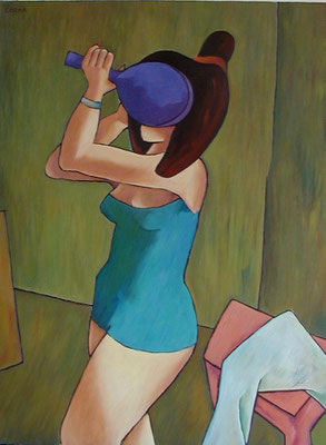 Frau mit Spiegel  2004  75 x 100