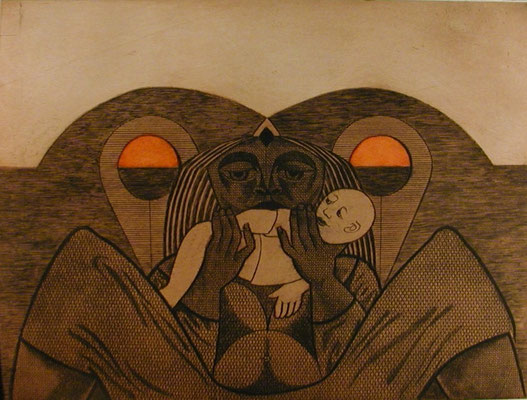Mutter mit Kind  1977  39 x 29,5 ( Ätz )            ( 4 )