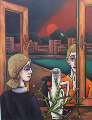 Gespräch am Fenster  1983  84 x 110