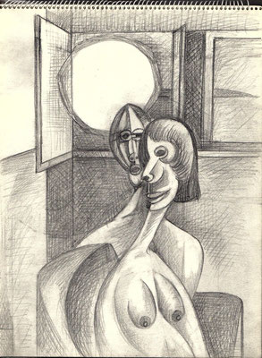 Blatt Nr. 7  4.1970  ( Öl )  Liebespaar  1972  Keller beschädigt ( Letztes Ölbild auf Hartfaser  )