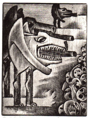 Bedrohung ( Der Krieg )  1968  15 x 19,5                ( 6 )