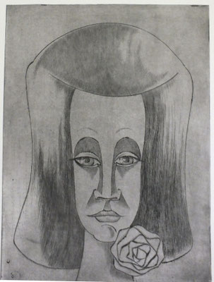 Frauenkopf mit Blume II  1981  29,5 x 39,5         ( 4 )