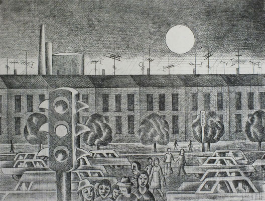Vorstadt Straße  1977  40 x 30 ( Ätz )         ( 10 )