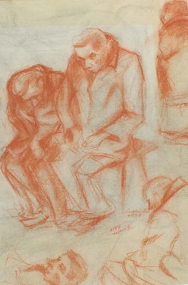 Bewohner aus dem Altersheim I  1947  29 x 41,5 ( Rötel )