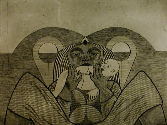 Mutter mit Kind  1977  39 x 29,5 ( Ätz )          ( 4 )