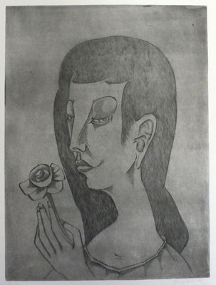 Mädchen mit Rose  1992  29,5 x 39,5       ( 3 )