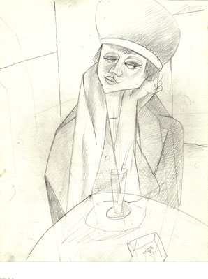 Blatt Nr. 6  1977  ( Öl )  Rauchende im Cafe  2007  V.V.64