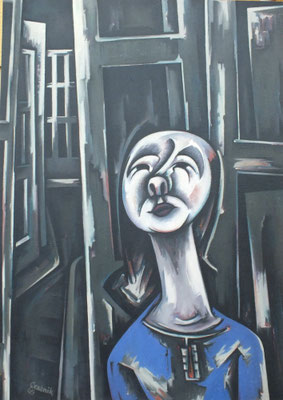 Frau vor der Stadt  1965  87 x 122