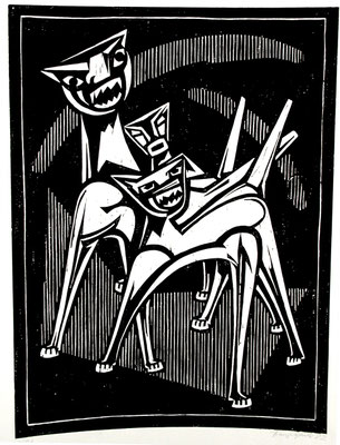 Höllenhunde  1982  45 x 61       Platte vorhanden
