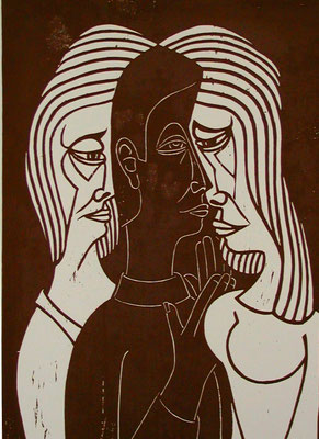 Mann zwischen zwei Frauen 1993  45 x 62