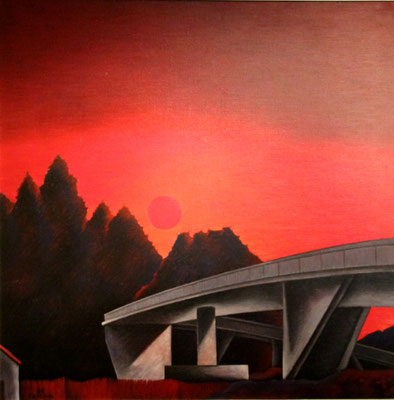 Abendlandschaft mit Brücke  1980    100 x 100  V.V. 97