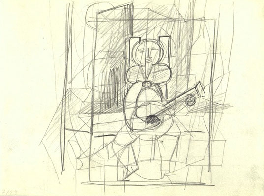 Blatt Nr.21    4.1954   ( Öl )  Banjo Spieler  1955   V.V.18