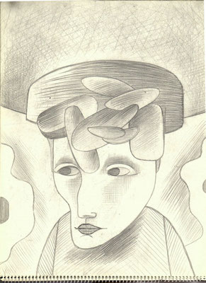 Blatt Nr. 10   !0.1971  ( Öl )   Mann mit blauer Kappe   V.V.221