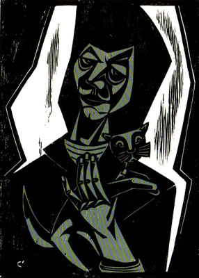 Frau mit Katze  1984    39 x 55  H.G.V. 21