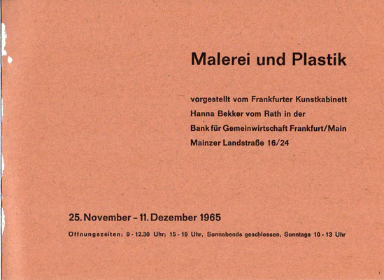 Frankfurter Kunstkabinett Malerei und Plastik 1965