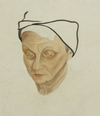 Frauenkopf  1948  35 x 51 ( Aquarell )