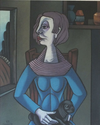Frau mit Hund  1985    80 x 100  V.V. 152