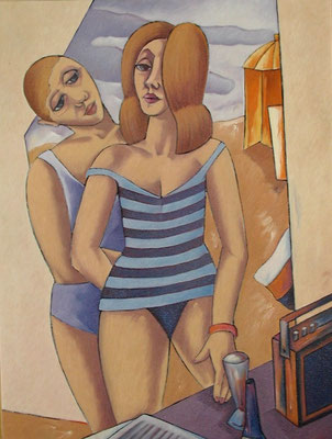 Junges Paar am Strand  1986  82 x 110