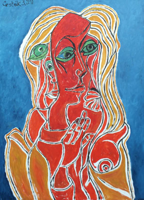 Mann zwischen zwei Frauen  2010  75 x 100