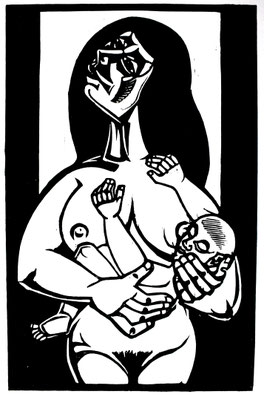 Mutter mit Kind  1986  39 x 60            Platte vorhanden