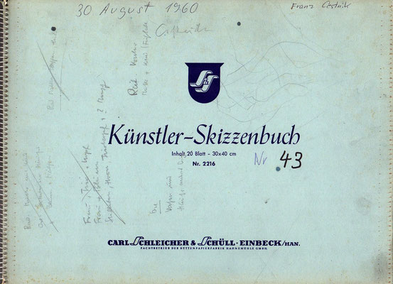 Skizzenblock  43  Datum  30.8.1960   32 Blätter