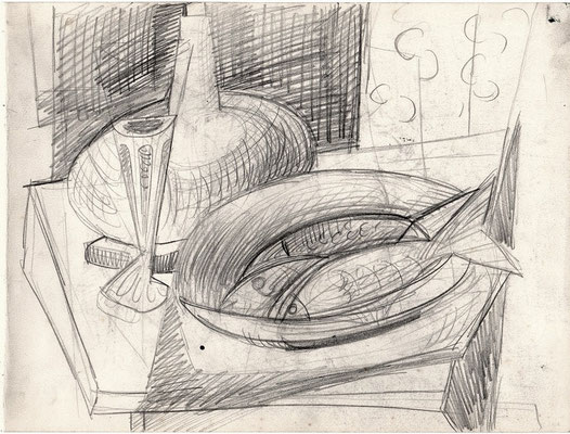 Blatt Nr.11  1953    ( Öl )   Stillleben mit Fischen  1957   V.V.185    