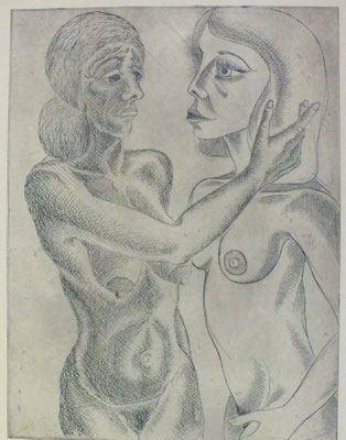 Zwei stehende Akte  1981  30 x 39,5 ( Ätz )     ( 3 )