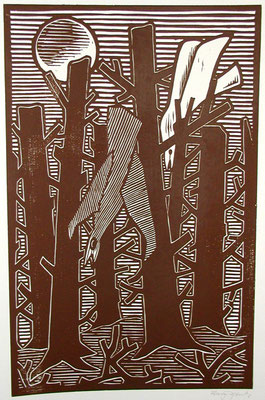 Toter Wald mit Vögel  1983  39 x 60