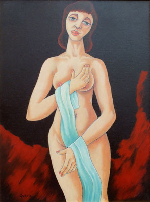 Mädchenakt mit Tuch  1986  82 x 110