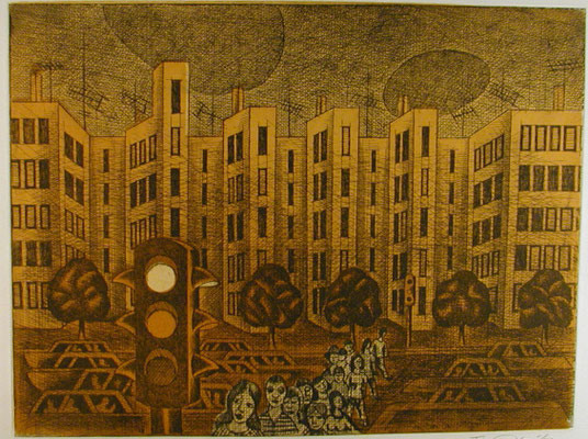 Straße  1976  39,5 x 29,5 ( Ätz )        ( 3 )
