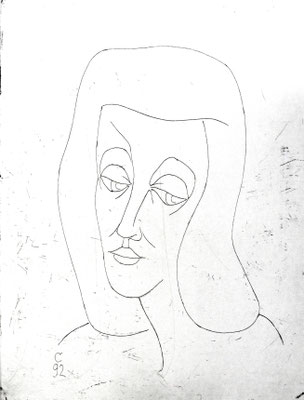 Mädchenkopf  1992  29,5 x 39 ( Ätz )         ( 4 )