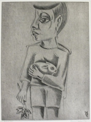 Junge mit Hase II  1996  29,5 x 39,5      ( 5 )