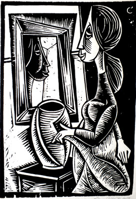 Frau vor Spiegel  1959    30 x 40          Doe Sammlung